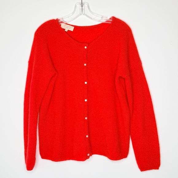 SEZANE Gaspard Cardigan Ultra Soft Plush Luxe Red Mohair Alpaca Sweater MEDIUM - Picture 3 of 9